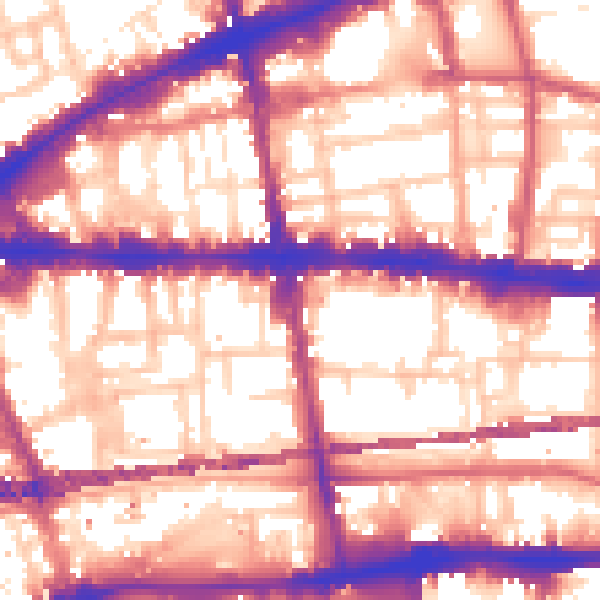 Daytime road noise heatmap for E1 2BE