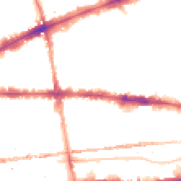 Night-time road noise heatmap for E1 2BT