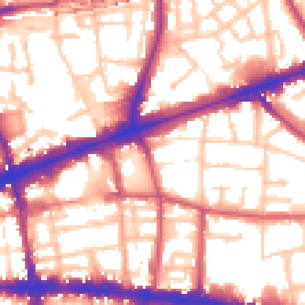 Daytime road noise heatmap for E1 2EL