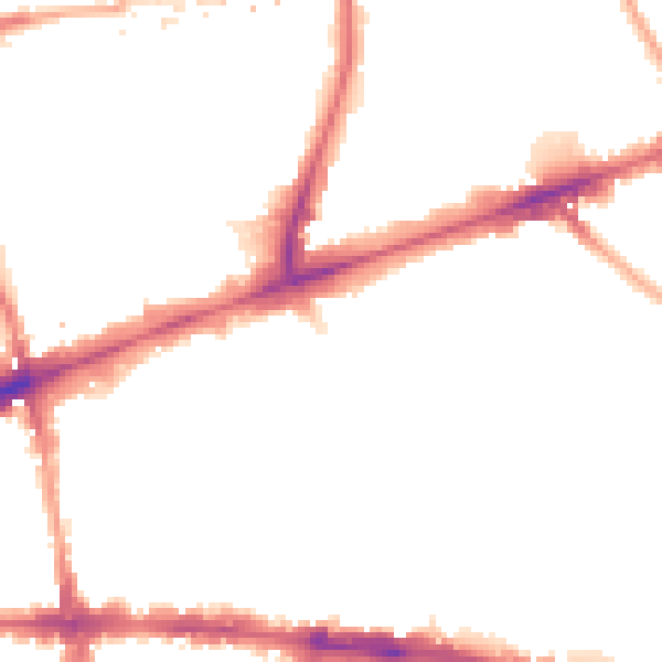 Night-time road noise heatmap for E1 2EL