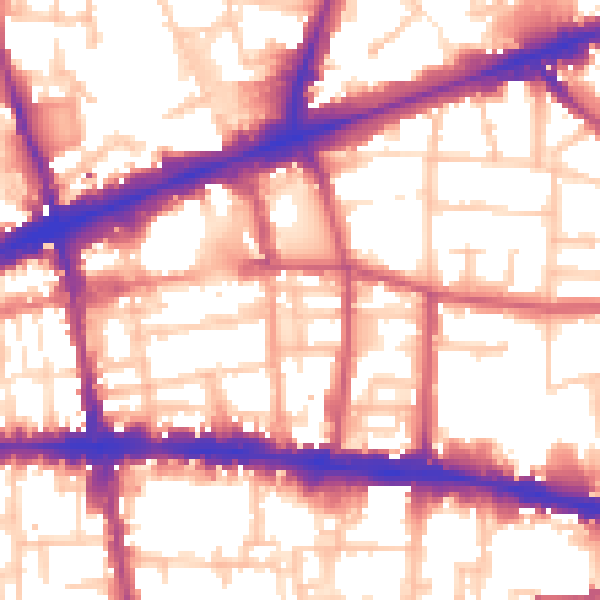 Daytime road noise heatmap for E1 2EP