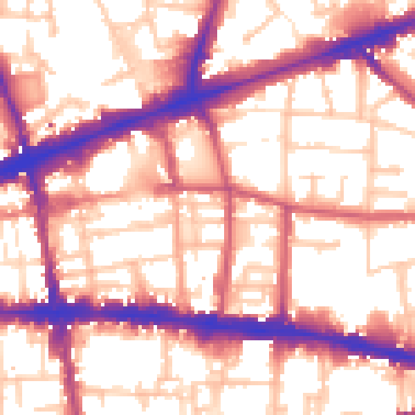 Daytime road noise heatmap for E1 2ES