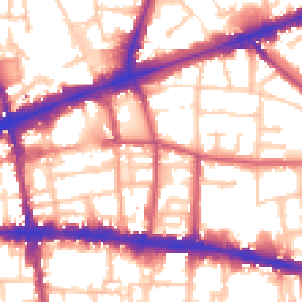 Daytime road noise heatmap for E1 2ET