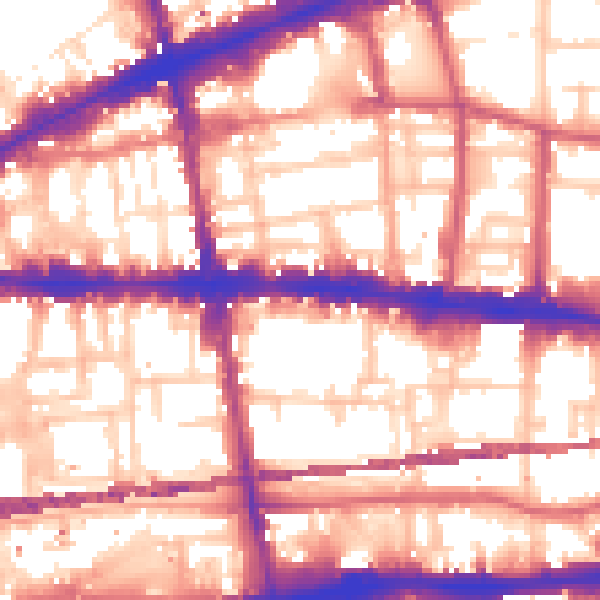 Daytime road noise heatmap for E1 2EX