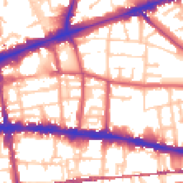 Daytime road noise heatmap for E1 2EY