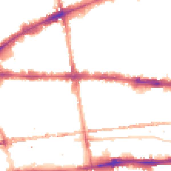 Night-time road noise heatmap for E1 2FD