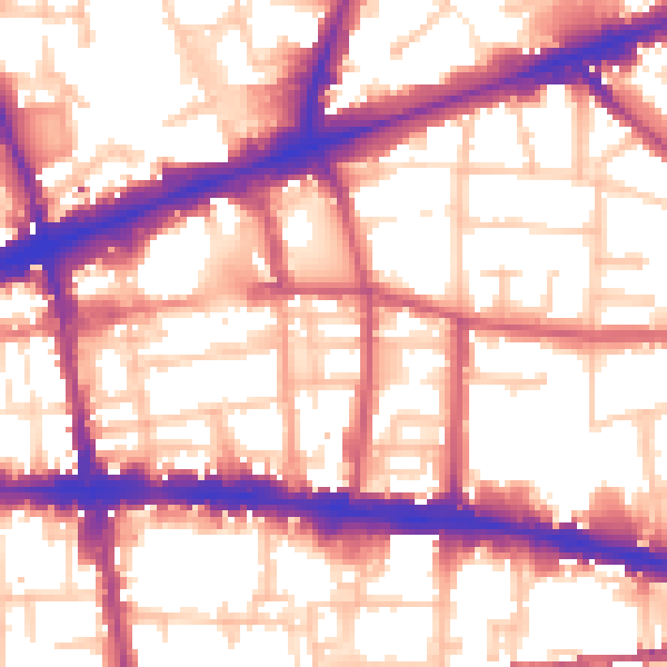 Daytime road noise heatmap for E1 2HA
