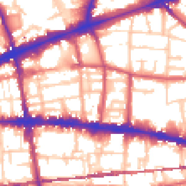Daytime road noise heatmap for E1 2HD