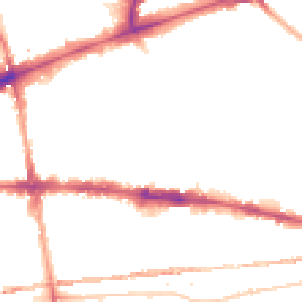Night-time road noise heatmap for E1 2HE