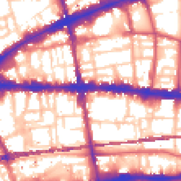 Daytime road noise heatmap for E1 2JY