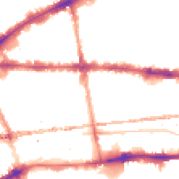 Night-time road noise heatmap for E1 2LG