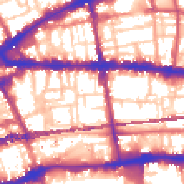 Daytime road noise heatmap for E1 2LL