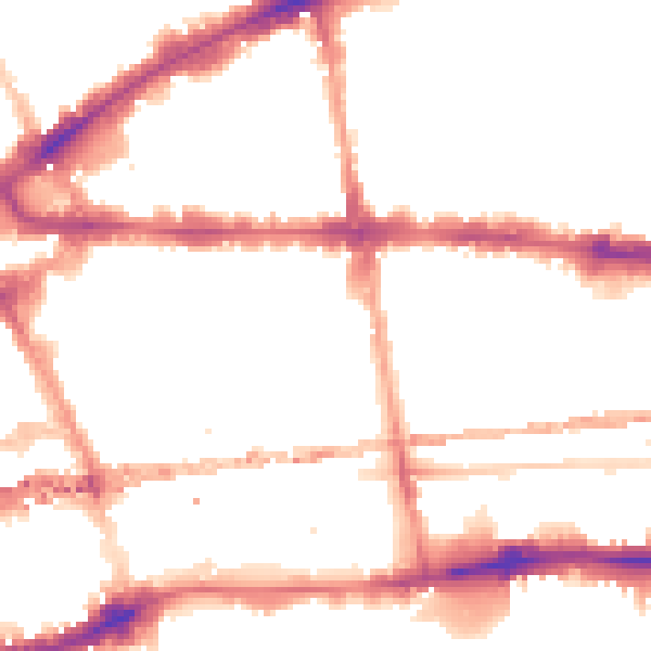 Night-time road noise heatmap for E1 2LL