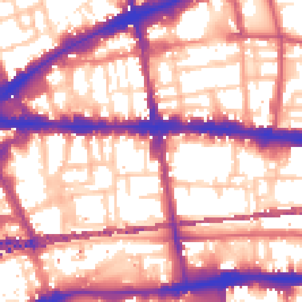 Daytime road noise heatmap for E1 2LR