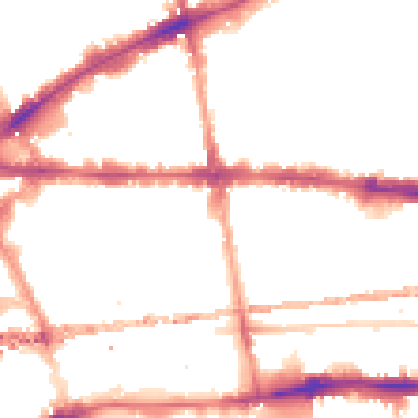 Night-time road noise heatmap for E1 2LR