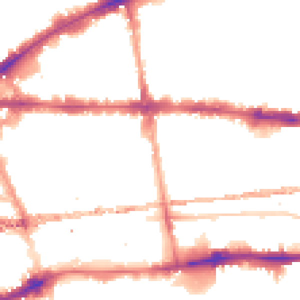 Night-time road noise heatmap for E1 2LX