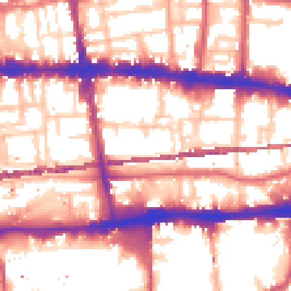 Daytime road noise heatmap for E1 2NN