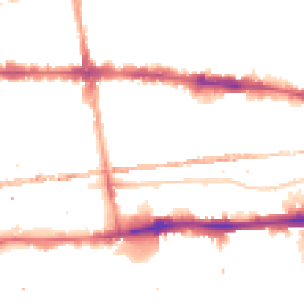 Night-time road noise heatmap for E1 2NN