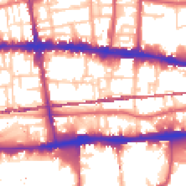 Daytime road noise heatmap for E1 2NP