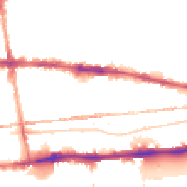 Night-time road noise heatmap for E1 2QT