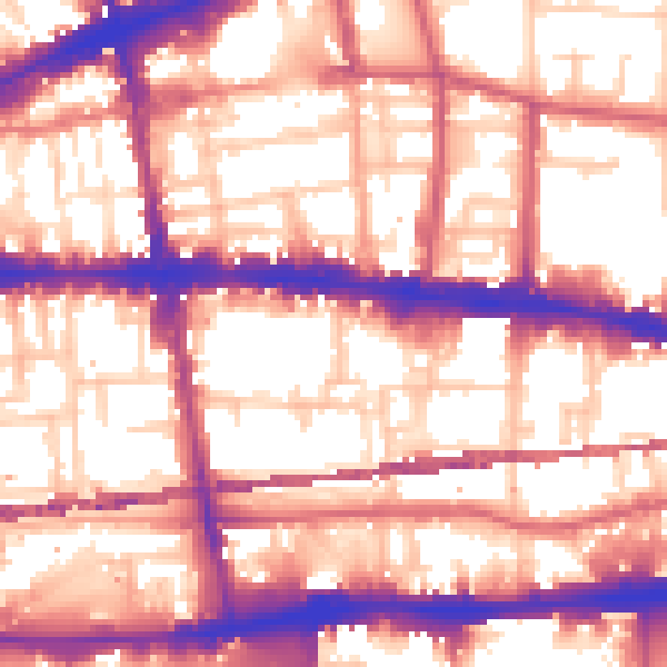 Daytime road noise heatmap for E1 2QZ