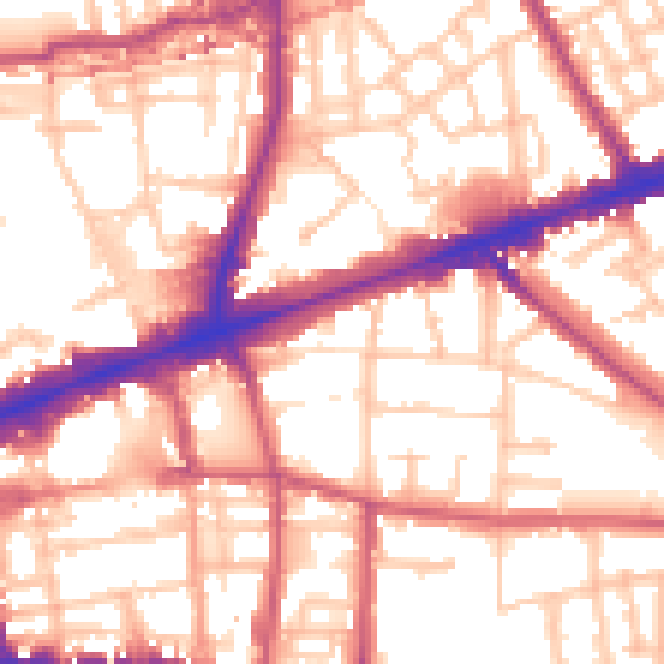 Daytime road noise heatmap for E1 3AP