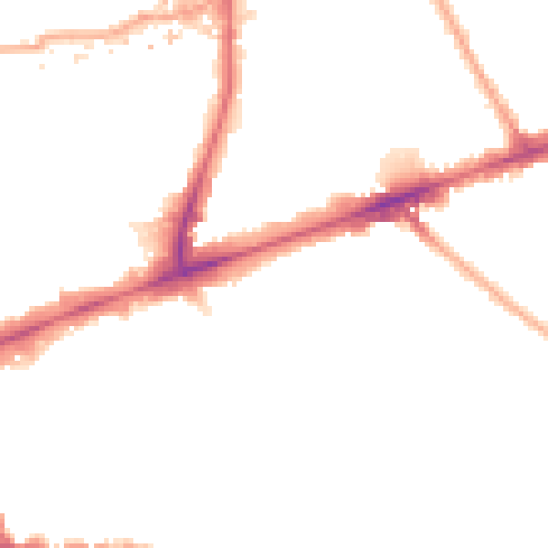 Night-time road noise heatmap for E1 3AP