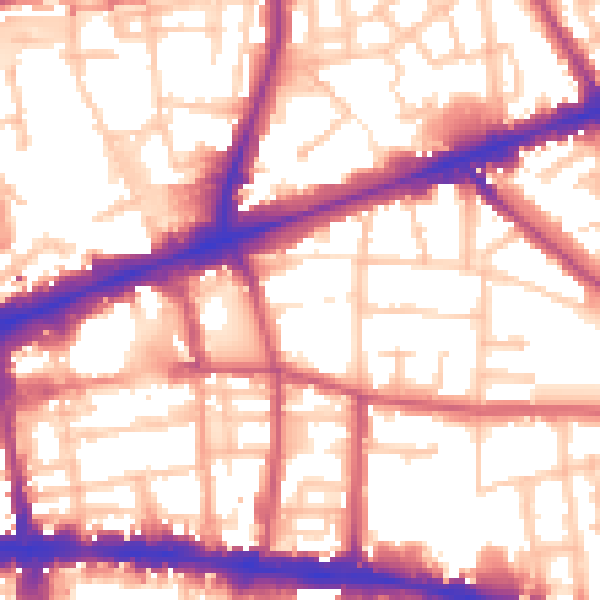 Daytime road noise heatmap for E1 3AZ
