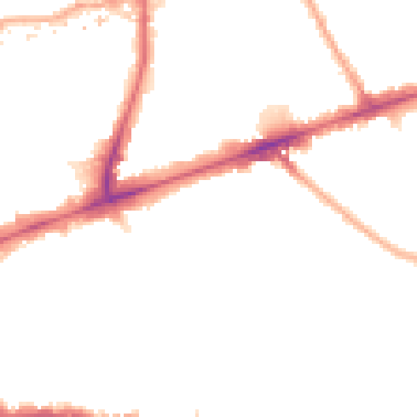 Night-time road noise heatmap for E1 3BY