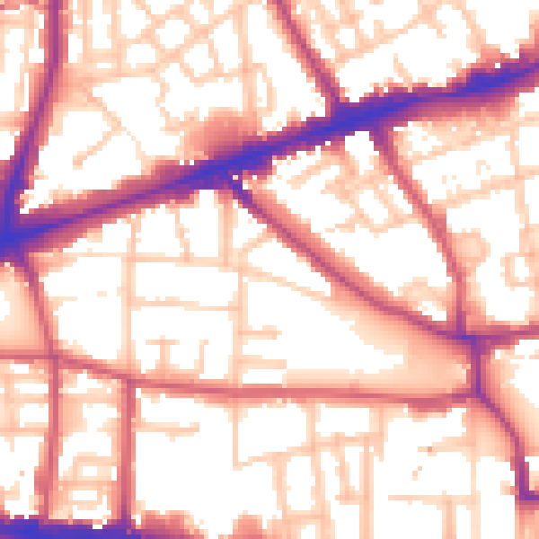 Daytime road noise heatmap for E1 3DA