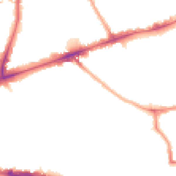 Night-time road noise heatmap for E1 3DA