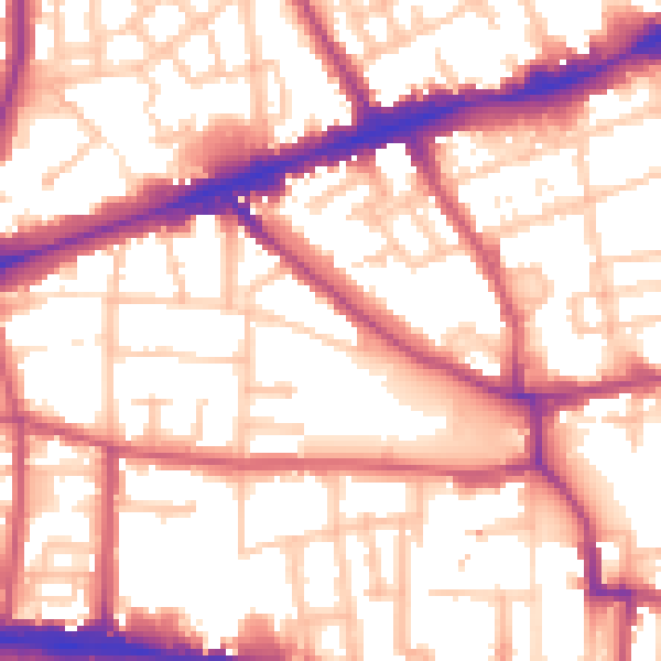 Daytime road noise heatmap for E1 3DB