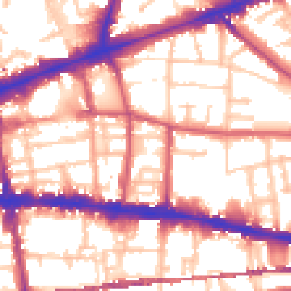 Daytime road noise heatmap for E1 3DU
