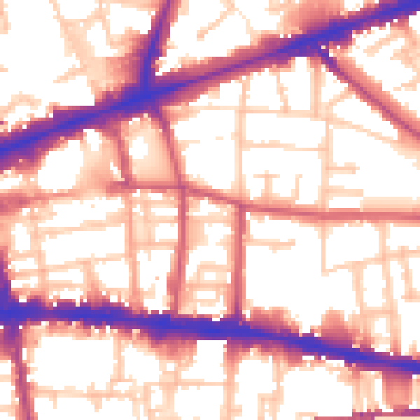 Daytime road noise heatmap for E1 3DY