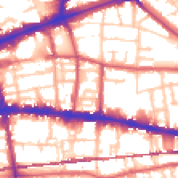 Daytime road noise heatmap for E1 3EP