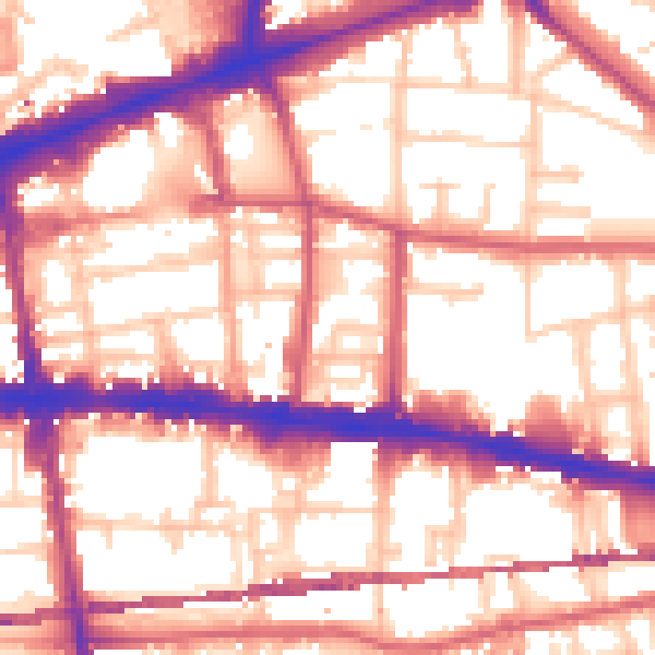 Daytime road noise heatmap for E1 3EW