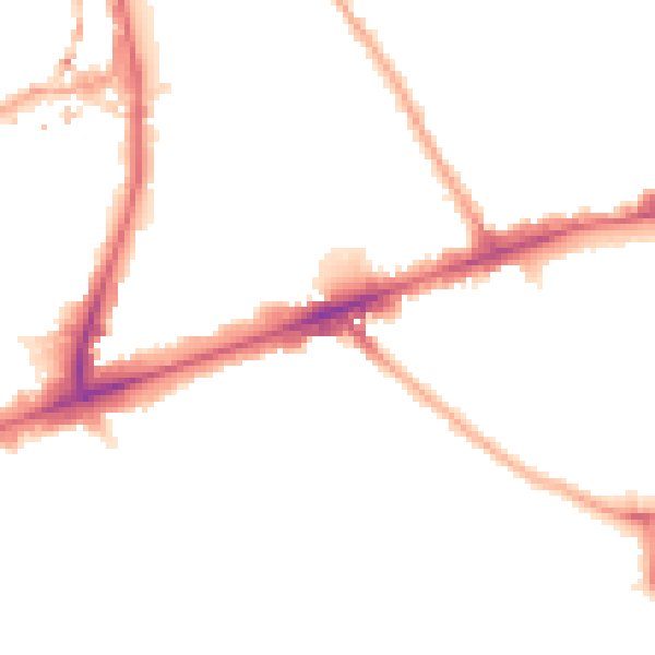 Night-time road noise heatmap for E1 3FB