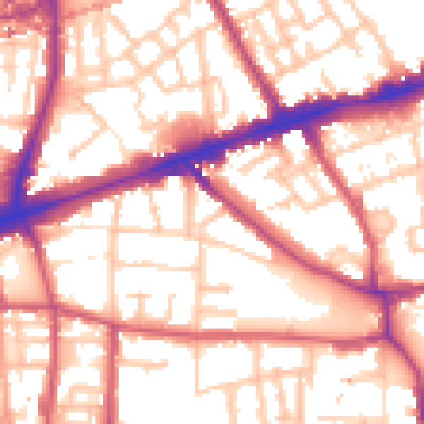 Daytime road noise heatmap for E1 3JF