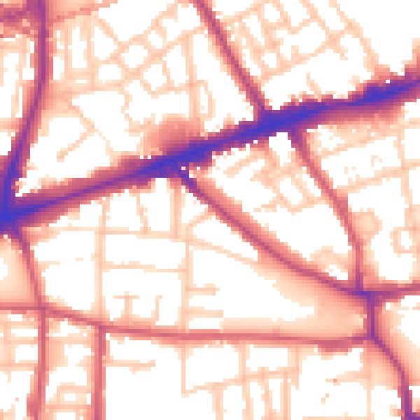 Daytime road noise heatmap for E1 3JH