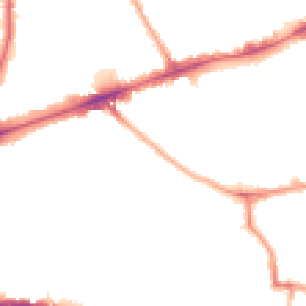 Night-time road noise heatmap for E1 3JJ