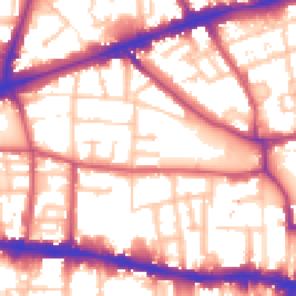 Daytime road noise heatmap for E1 3JR