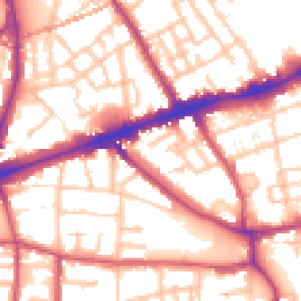 Daytime road noise heatmap for E1 3JT