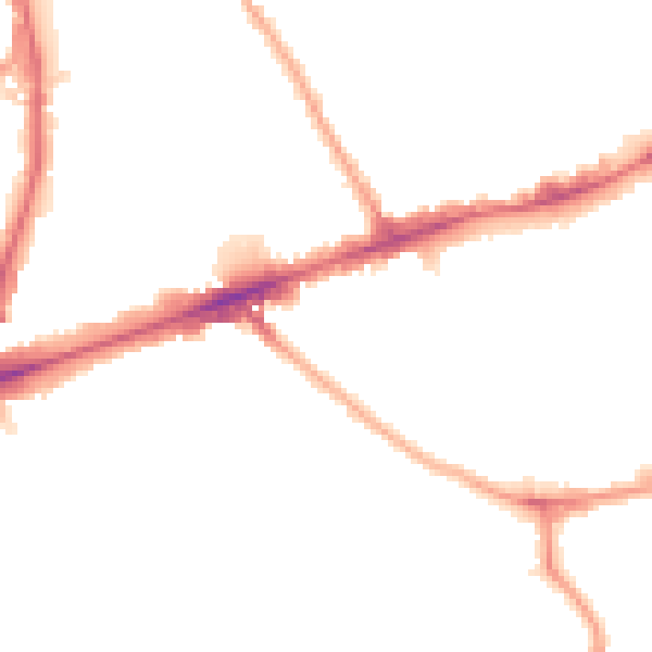 Night-time road noise heatmap for E1 3JT