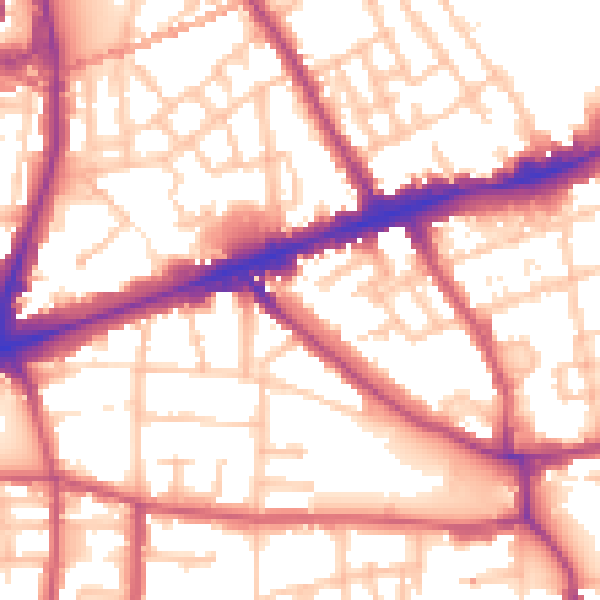 Daytime road noise heatmap for E1 3JX