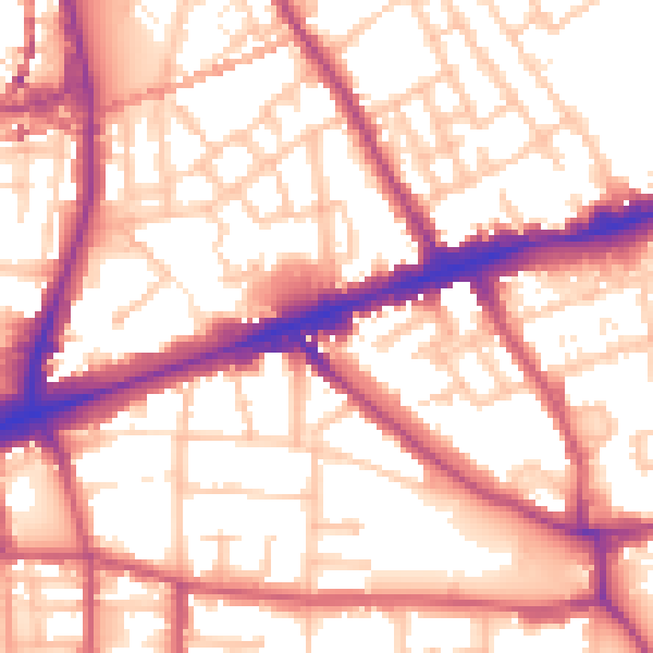 Daytime road noise heatmap for E1 3LG