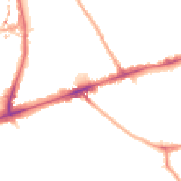 Night-time road noise heatmap for E1 3LG