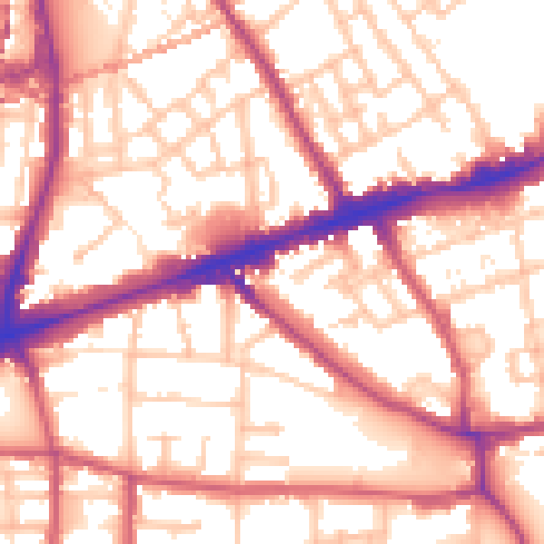 Daytime road noise heatmap for E1 3LQ