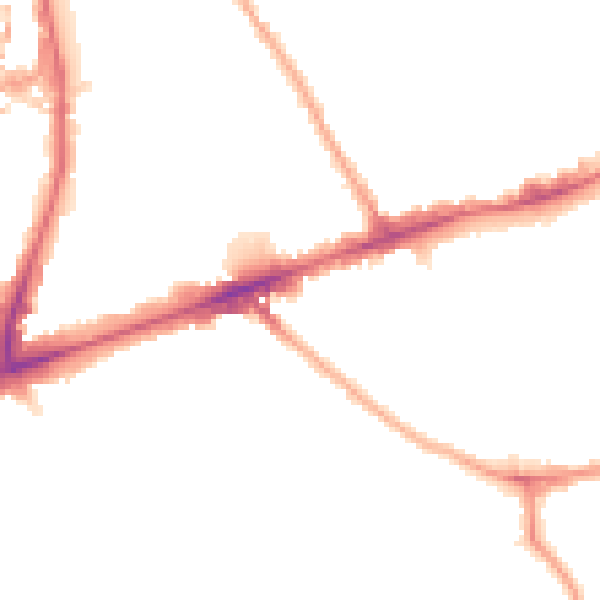 Night-time road noise heatmap for E1 3LQ