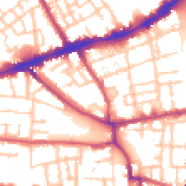 Daytime road noise heatmap for E1 3NQ