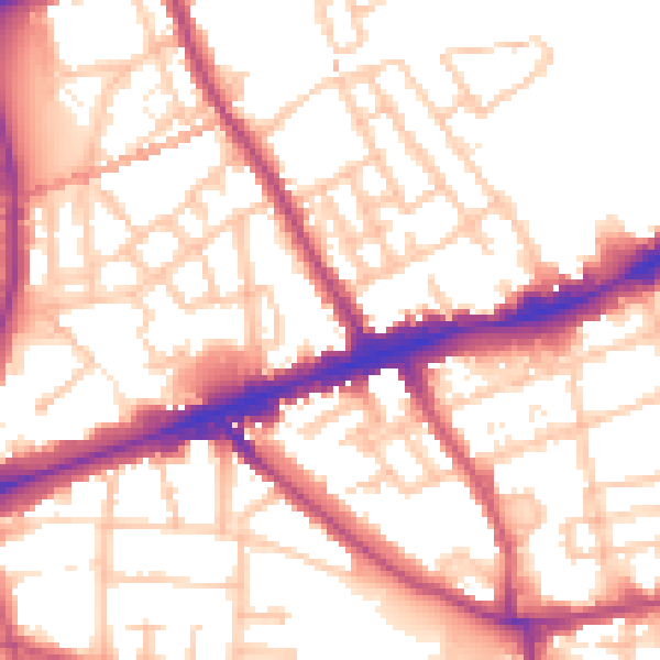 Daytime road noise heatmap for E1 4AH